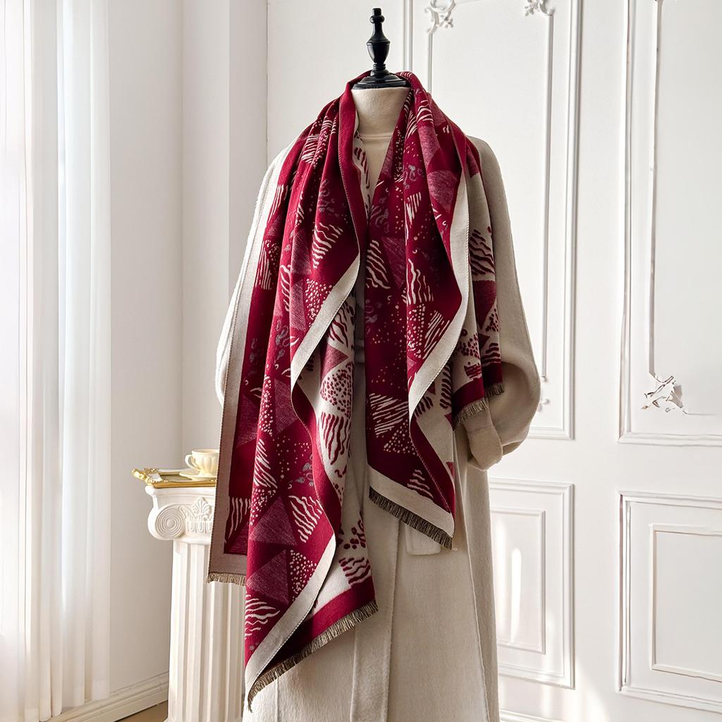 Elegant Double Sided Printed Pashmina Scarf from New Brand Ultra Soft, Warm with Fringe, Indispensable for Winter