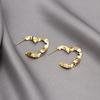 Gold Color Metal Heart Stud Earrings for Women Uneven Unique Geometric Statement Female Fashion Ear Jewelry Party Accessories