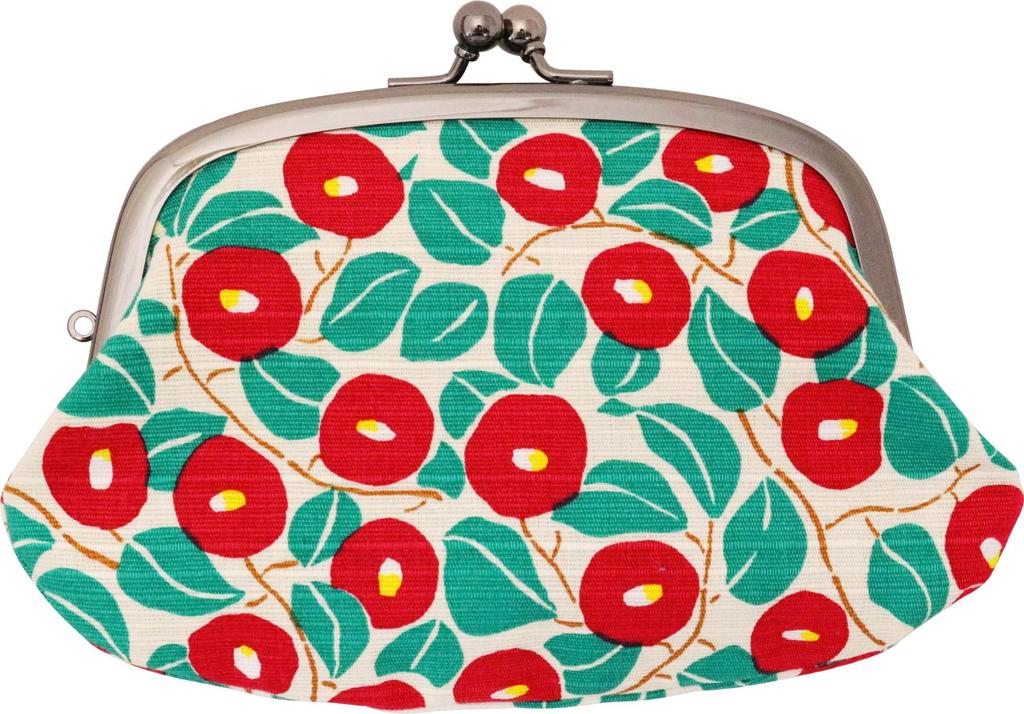 Made in Japan Gama-guchi Wallet Coin Purse Camellia Parent-and-Child Gama-guchi Cotton 10.5 × 17 × 1.5 cm