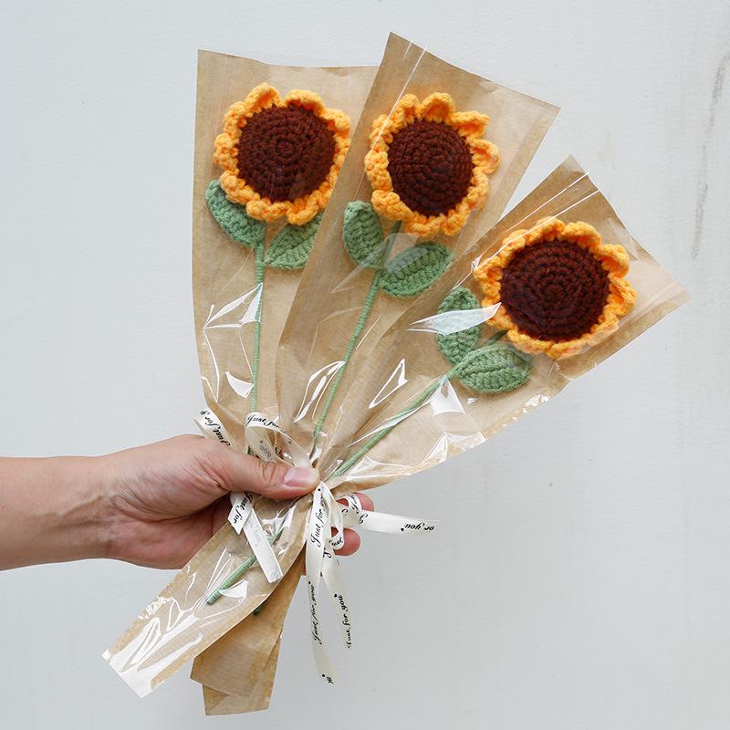 Girasol Crochet Ramo Flor de Hilo - Regalo Hecho a Mano para el Día del Maestro