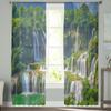Cortinas transparentes de paisagem de cachoeira para sala de estar, janela, voile transparente, cortina de tule, quarto, decoração de casa