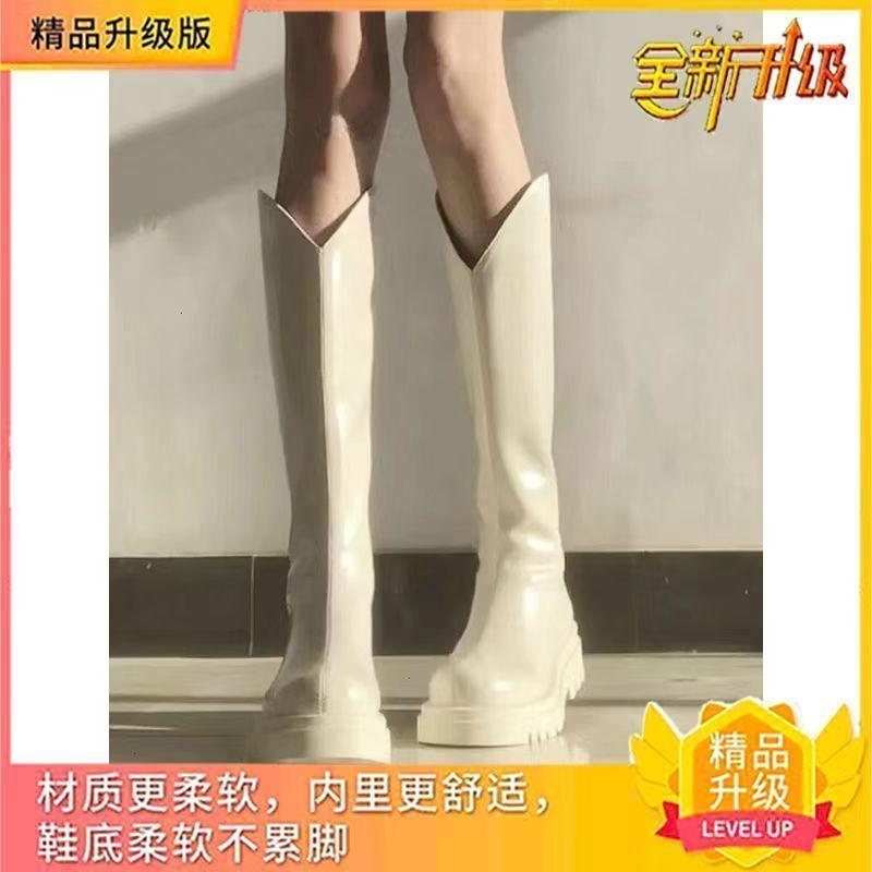 

Boots Women s Small Boots Autumn and Winter High Thick-soled Versatile V-Mouth Tall Boots Skinny Knight Boots 40