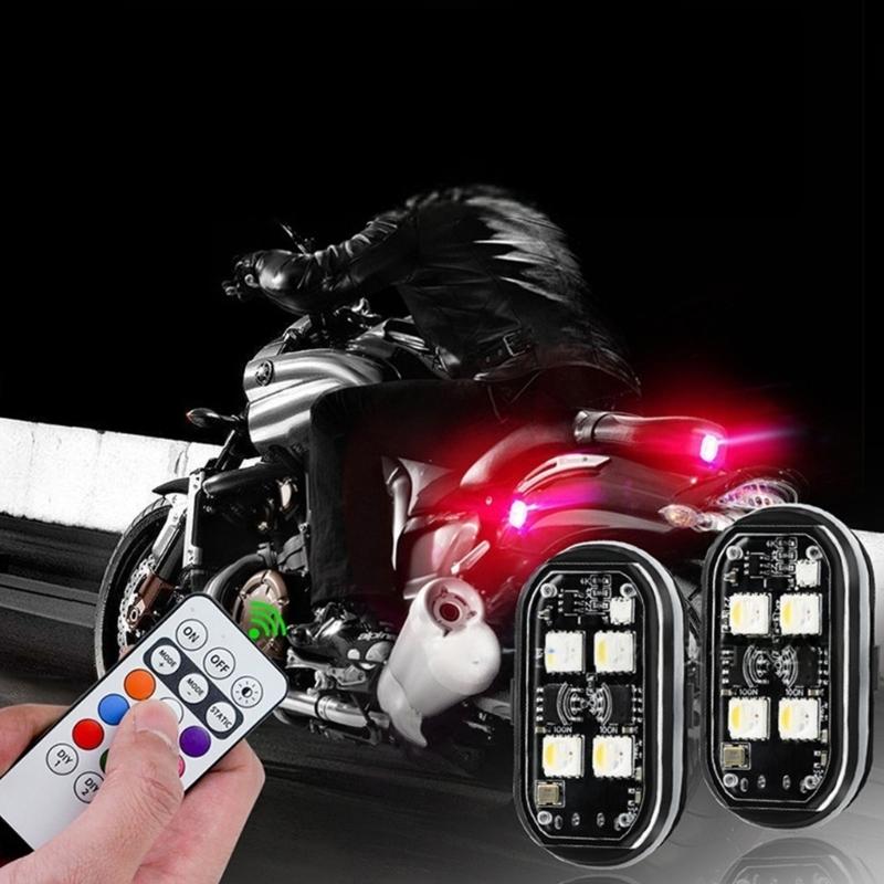Remote Control Wireless LED Strobe Light USB Charging LED Emergency Warning Light for Car Motorcycle Aircraft Bike