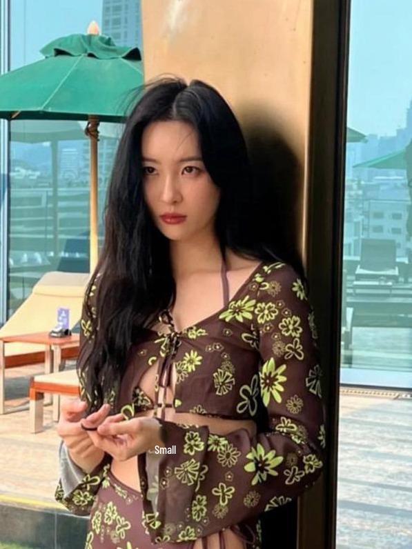 

Женский комплект бикини из четырех частей с длинным рукавом - Консервативный купальник в корейском стиле с принтом X-Large