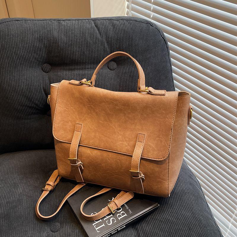 2025 Stylish & Versatile Messenger Bag: Large-Capacity Retro Leather Briefcase Backpack for College & Commute