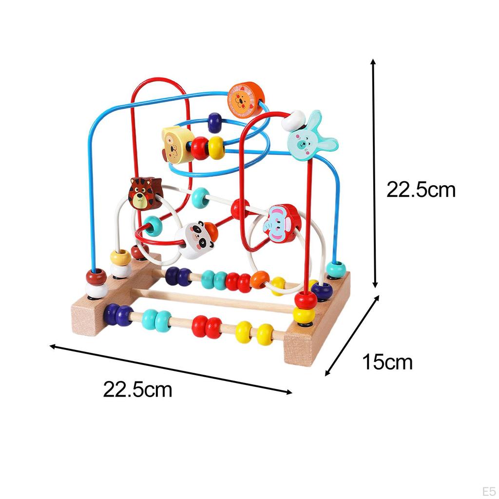 Bead Maze Puzzle Toy Fine Motor Skills Wooden Educational Abacus Circle for