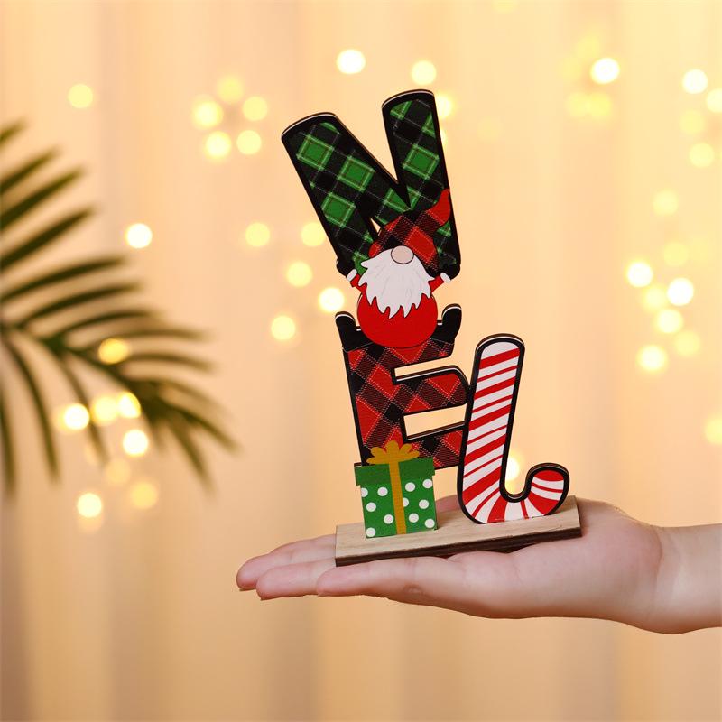 Wooden Festive Ornaments: Faceless Old Man with Printed Letters