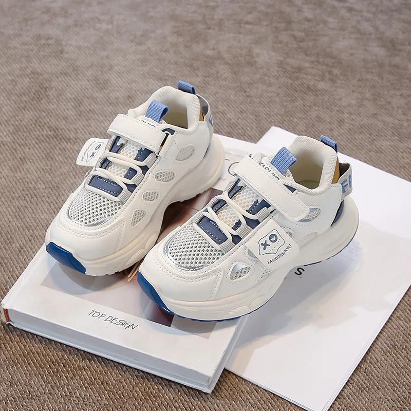 

Kids Running Shoes Thick Soft Sole Boys Girls Sports Sandals Mesh Breathable Summer New Children Sports Shoes Hollowed-out 26 синій