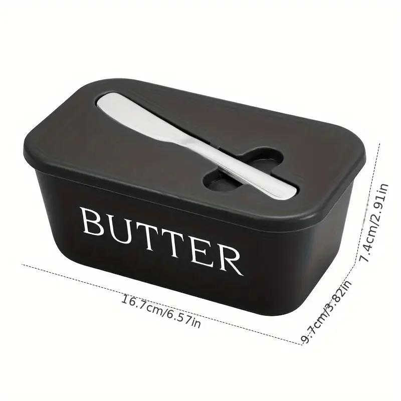

1pcs Multicoloured Butter Box Refrigerator Box with Knife Ceramic Rectangular Butter Dish with Lid Butter Box Storage