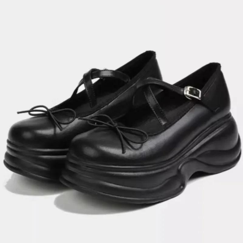 Fashion 2025 Brand Ladies Shoes Buckle Strap Women's High Heels Fashion Butterfly-knot Solid New Retro Thick Bottom Ballet Single Shoes