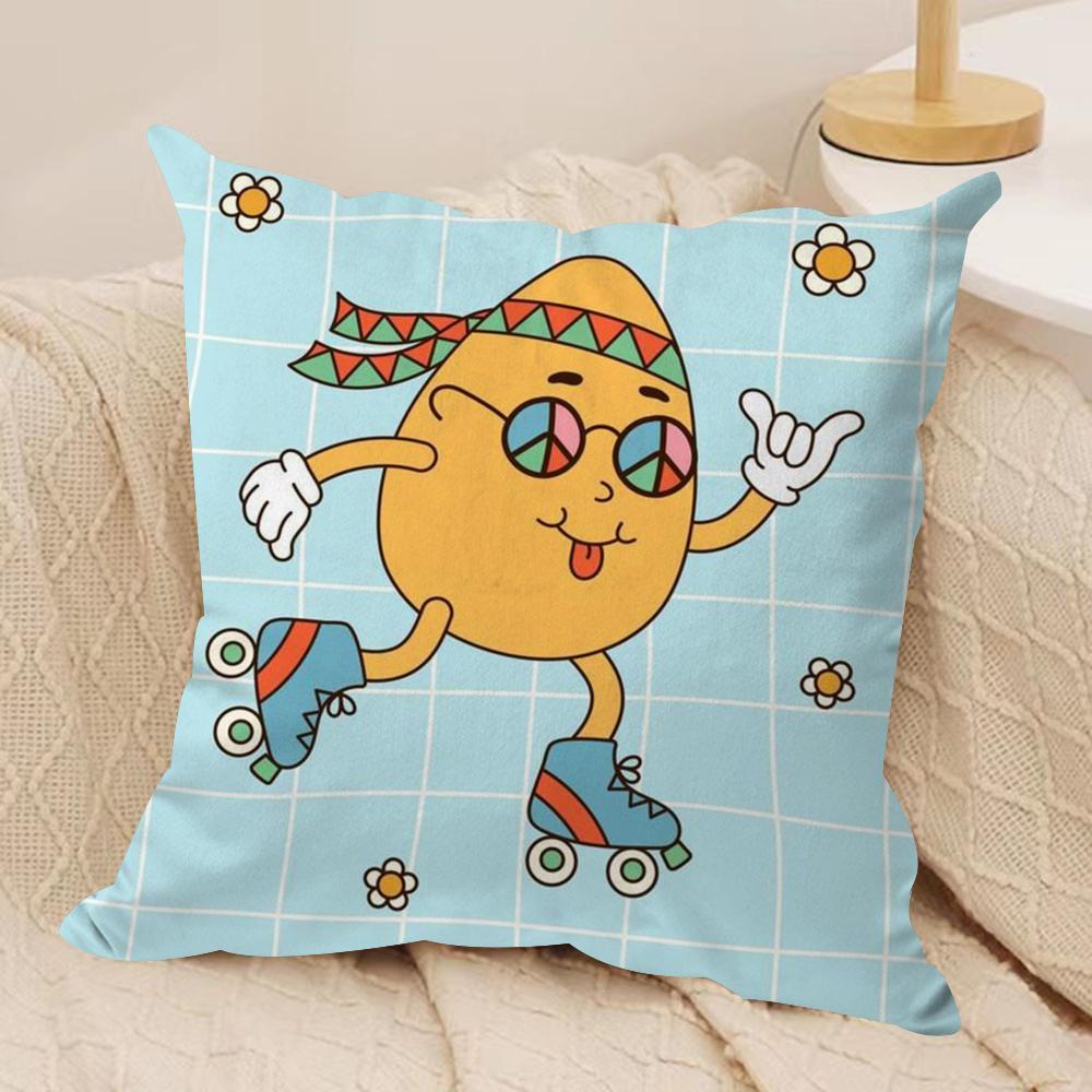 Easter Day Cushion Cover Silky Short Plush DoubleSided Printed Pillow Case for Sofa All Seasons Home Decor Gift