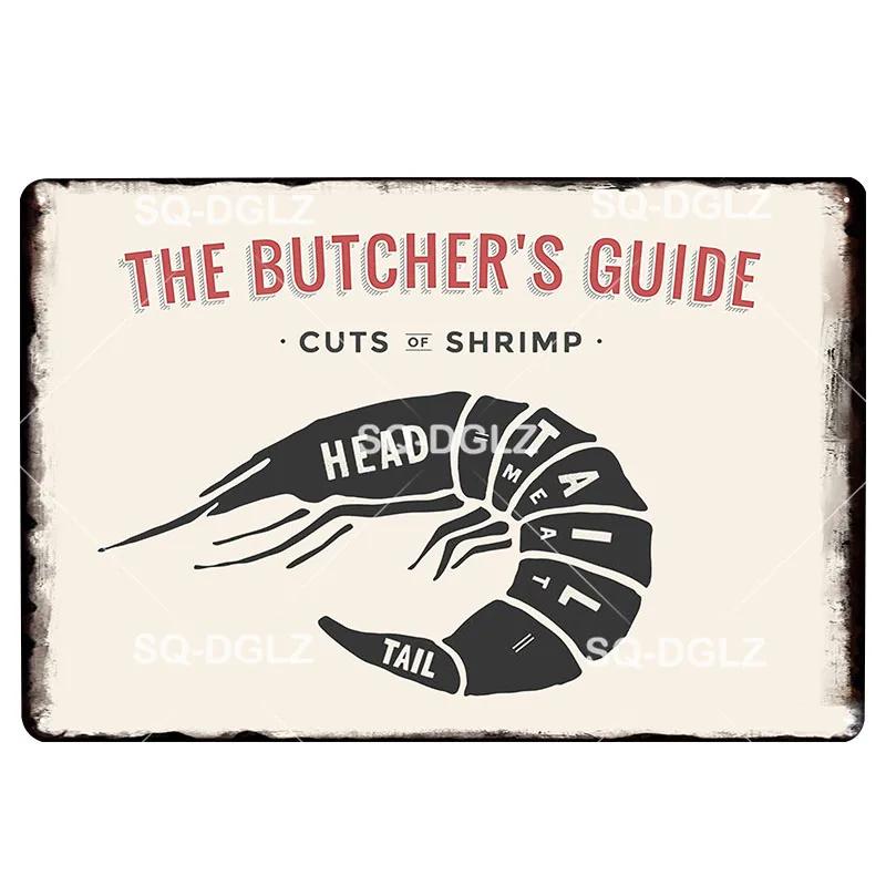

Мясной магазин, винтажные металлические вывески, свежий фермерский декор, жестяная вывеска, тарелки для паба, детали мяса, металлические поделки, роспись, таблички, художественное украшение 20X30CM