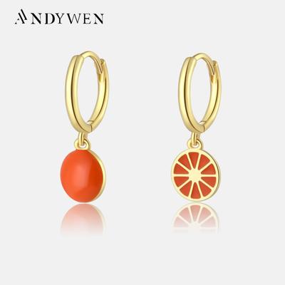 925 Ασήμι Στερλίνας Χρυσό Πορτοκαλί Φρούτο Κρεμαστό Σκουλαρίκι 2023 Κορίτσια Πολύχρωμο Χριστουγεννιάτικο Πολυτελές Χαριτωμένο Κοσμήμα