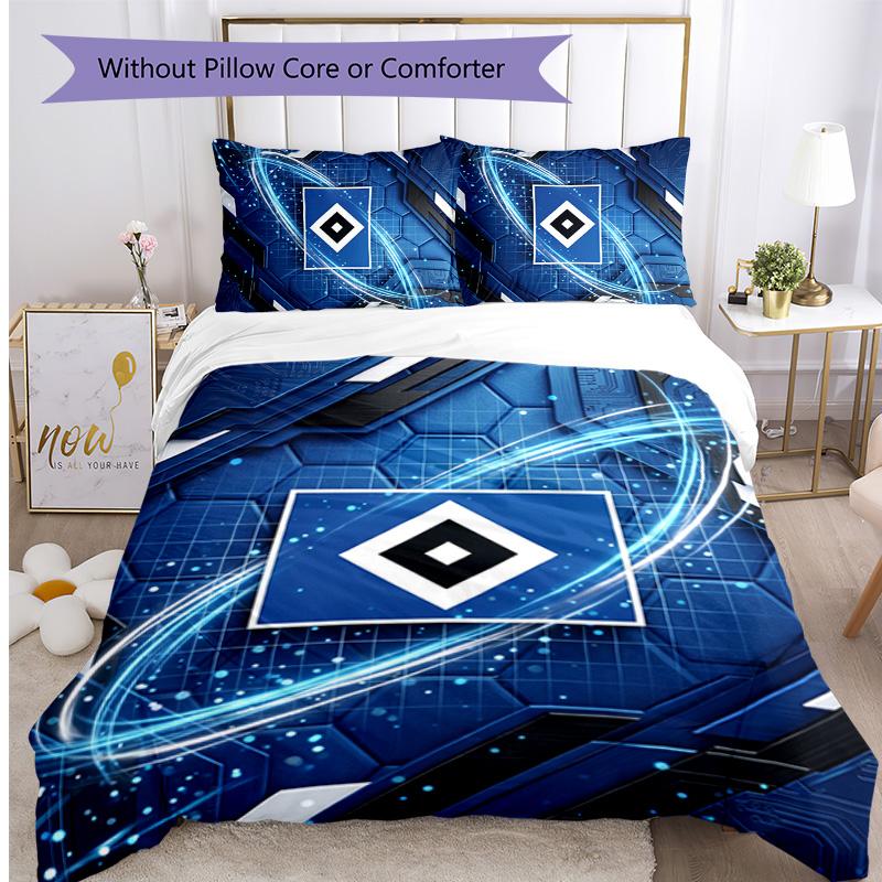 Set Lenzuola Stampato Calcio Hamburger SV 3 Pezzi, Comodo Set Copripiumino per Camera da Letto Amico della Pelle