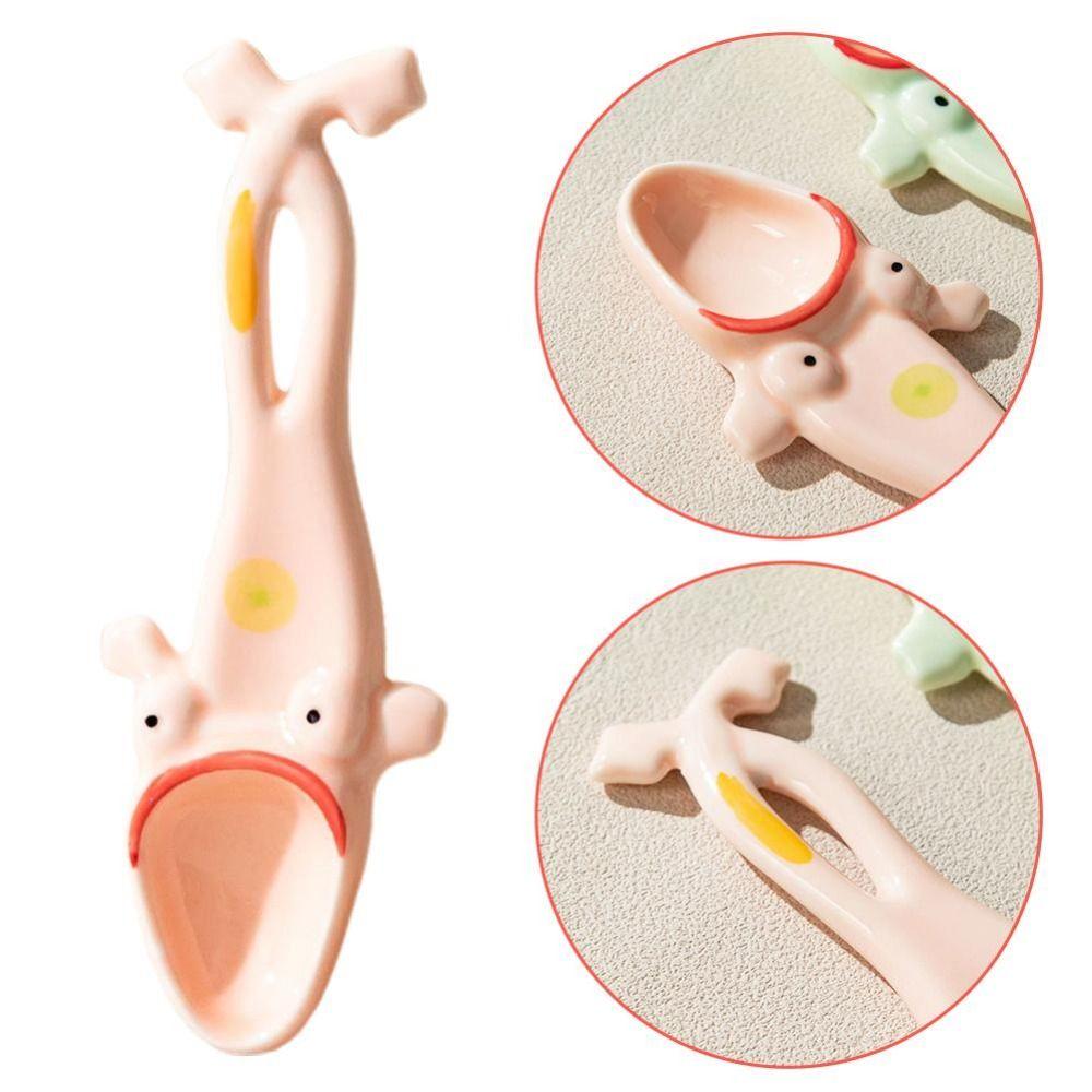 Big Mouth Dessert Spoon Hangable Funny Spoon Creative Ceramic Frog Spoon  Coffee Dessert Use