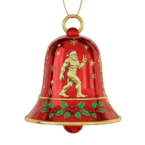 Big Foot Christmas Bell Ornament Metal Bell Christmas Tree Hanging Pendant Holiday Stocking Stuffers Gifts for Big Foot Lovers