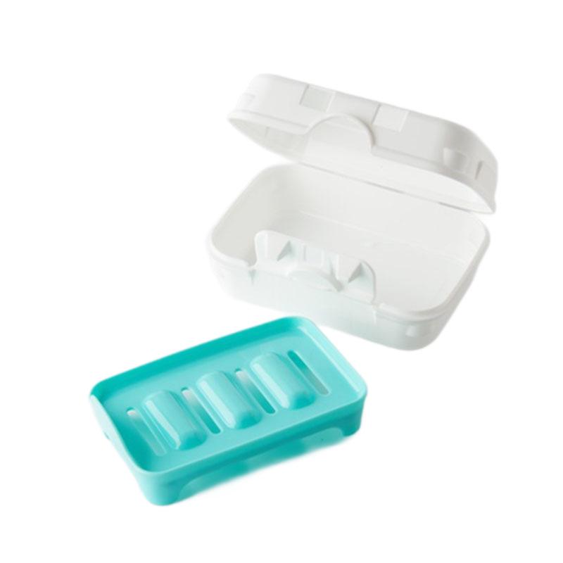 Portable Double-Layer Soap Holder with Lid - Draining Bathroom Storage Tray