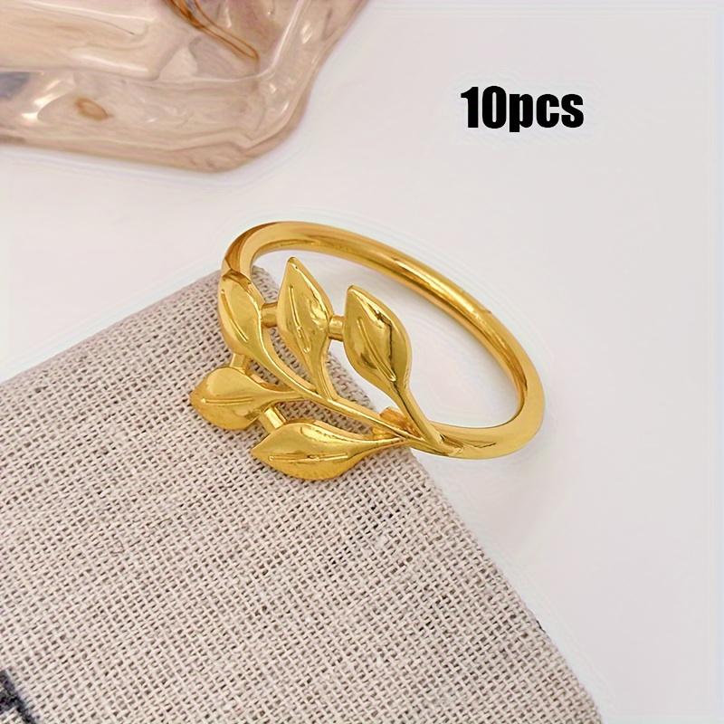 10pcs Alloy Maple Leaf Simple Napkin Ring, Napkin Buckle, Electrophoresis, Electroplating, High-end Western Restaurant Hotel Napkin Ring