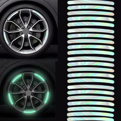 20pcs Car Wheel Hub Sticker High Reflective Stripe Tape Car Styling Decal Sticker Auto Moto Decor Decals Accessories Universal