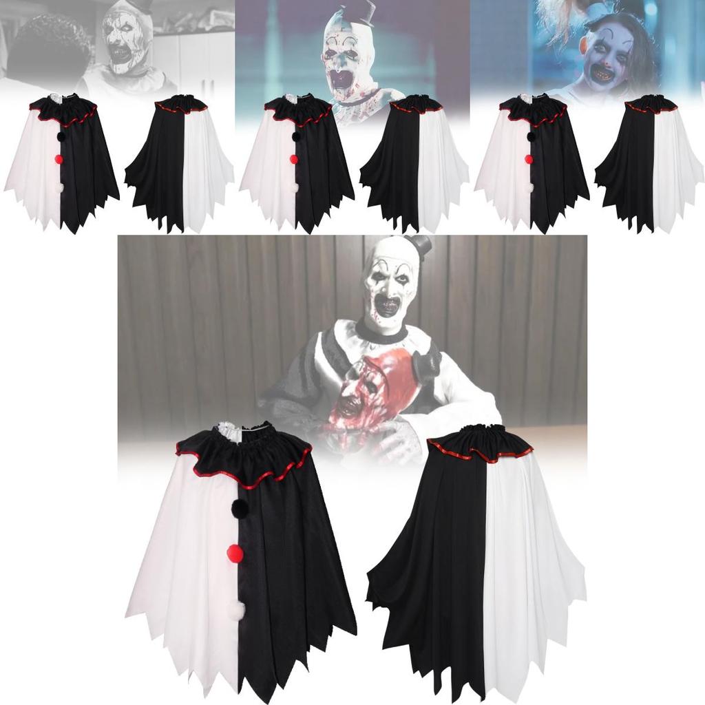 Versatile Scary Clown Cosplay Costume With Elegant Black And White Cloak For All Gender Adults