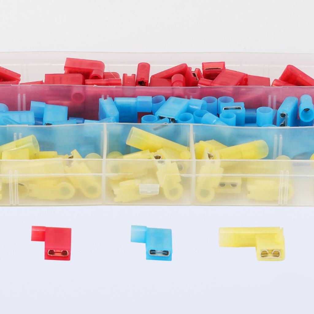 80Pcs Right Angled Spade Connectors Set With Crimping Tool for 22 10AWG Wire Nylon Insulated Flag Terminals Assortment