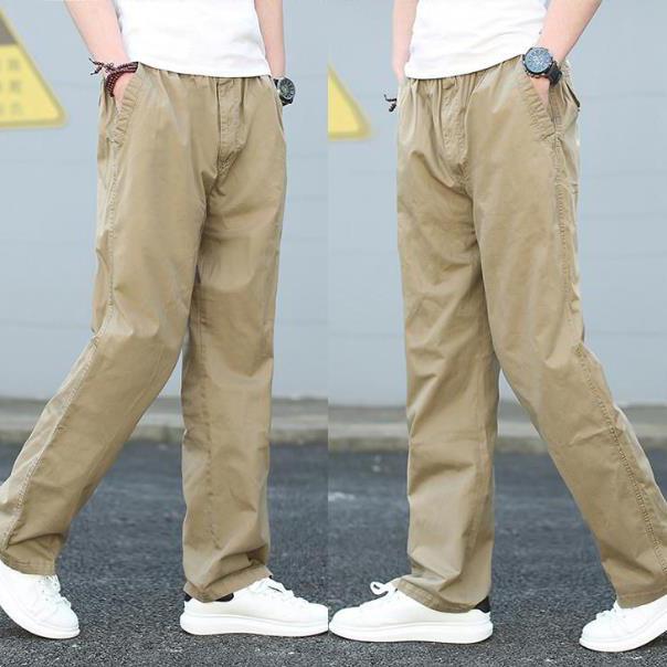 Hübsche Herrenhose für Frühling und Herbst, vier Jahreszeiten, dünn, Übergröße, locker, einfarbig, weites Bein, lässig, gerades Bein, Arbeitshose