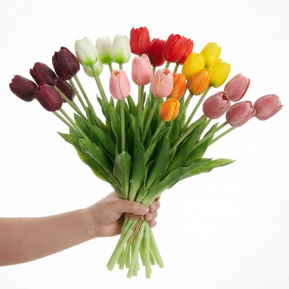 5Pcs/1Pc Luxury Latex Tulips Artificial Flowers 41CM Real Touch Hand Bouquet Realistic Simulated Bouquet For Wedding Home Decor