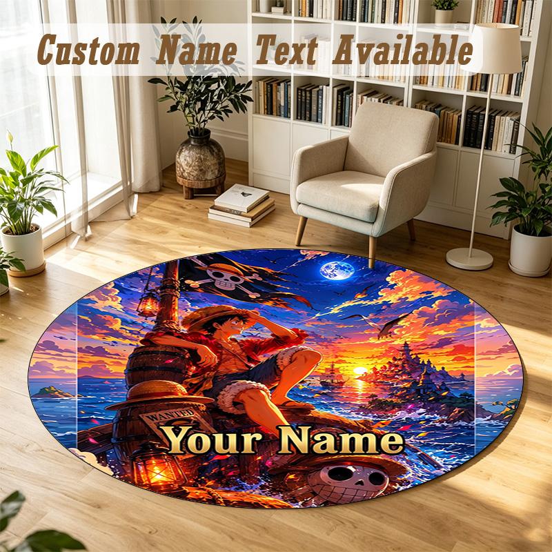 Round Rug Custom NameOne Piece Pattern Non Slip Carpet Home Floor Decor