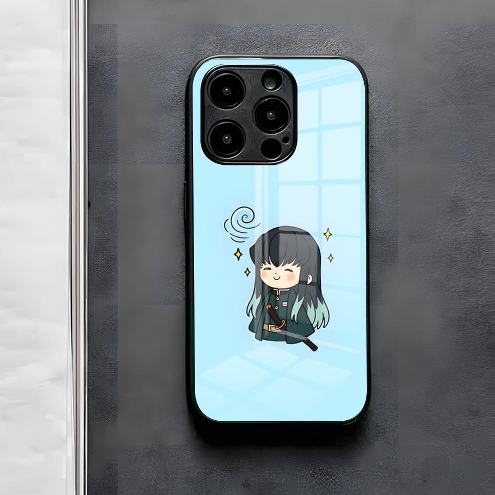 

Чехол для телефона Muichiro Tokito из аниме для IPhone 17 Air 16 E Pro Max 15 14 13 Mini 12 Pro 11 Max Plus Черная стеклянная крышка iPhone 16e