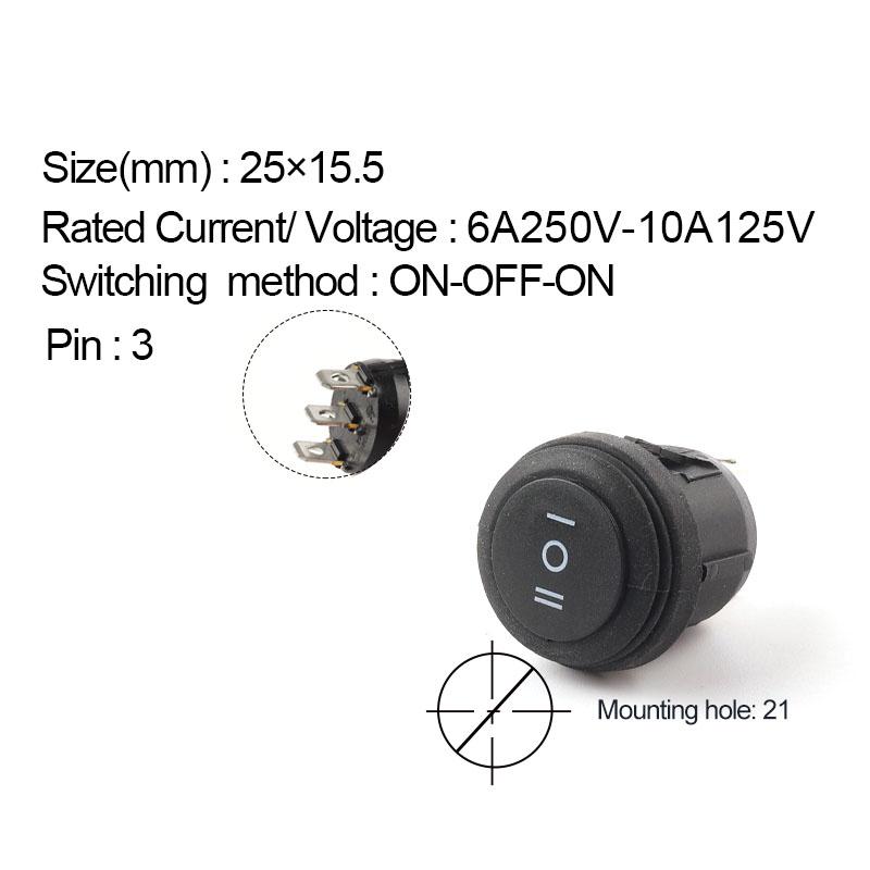 5 buc 25mm Impermeabil SPST Rotund Comutator Basculant Tip Barcă 2/3 Pini Mașină Auto Barcă Marin Buton de Alimentare Comutator cu Lumină 6A/10A 250V