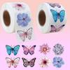 500Pcs/Roll Vivid Butterfly Flowers Stickers 2.5cm/1.0inch Diy Decals Decor Use To Adorn Gifts Notebook Kettle Phone Seal Labels