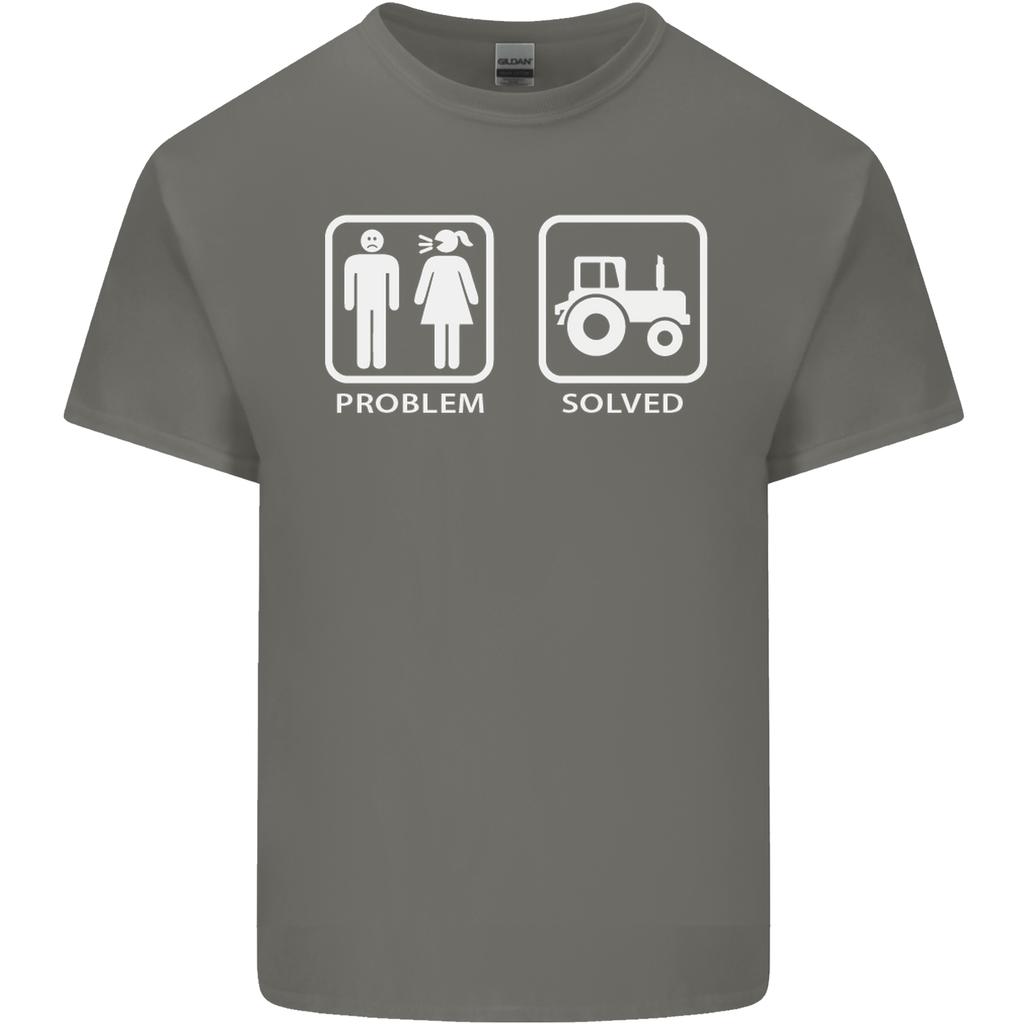 Tractor Problem Solved Driver Farmer Funny Unisexs Light Cotton TShirt