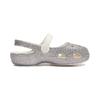 Crocs Isabella Outdoor Toe Flat Heel Shiny Hole Sneaker Sandals Silver Kids