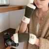 1Pair Fingerless Gloves Solid Color Plush Warm Knitted Soft Half-Finger Flexible Cold-proof