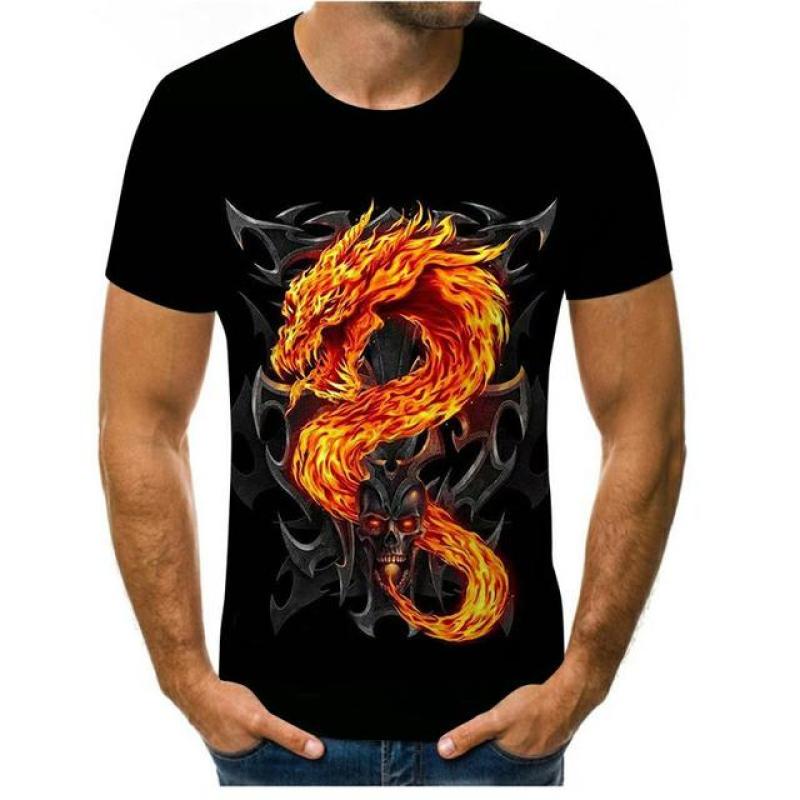 ETST 07 Nieuwigheid 3D Gouden Ketting Print Barok Merk T-shirt Zomer stijl korte mouw luxe Koninklijke mannen kleding hip hop tops & tees M