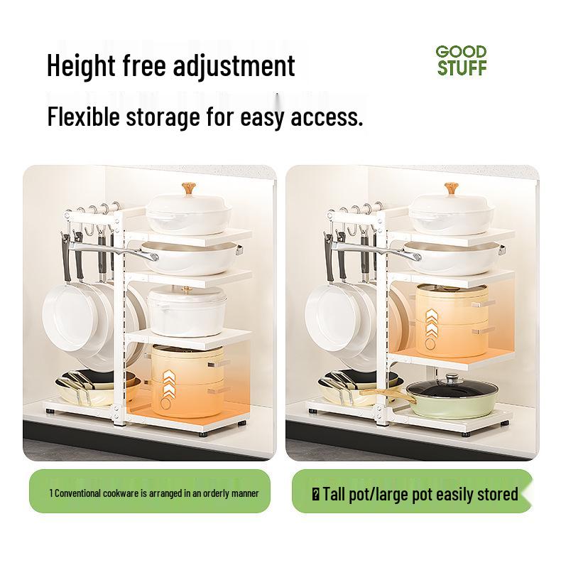 Layered Kitchen Storage Rack for Cookware & Utensils