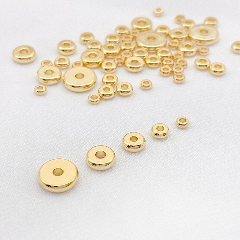 14K Gold Plated Colorfast Flat Round Spacer Beads for DIY Jewelry Making