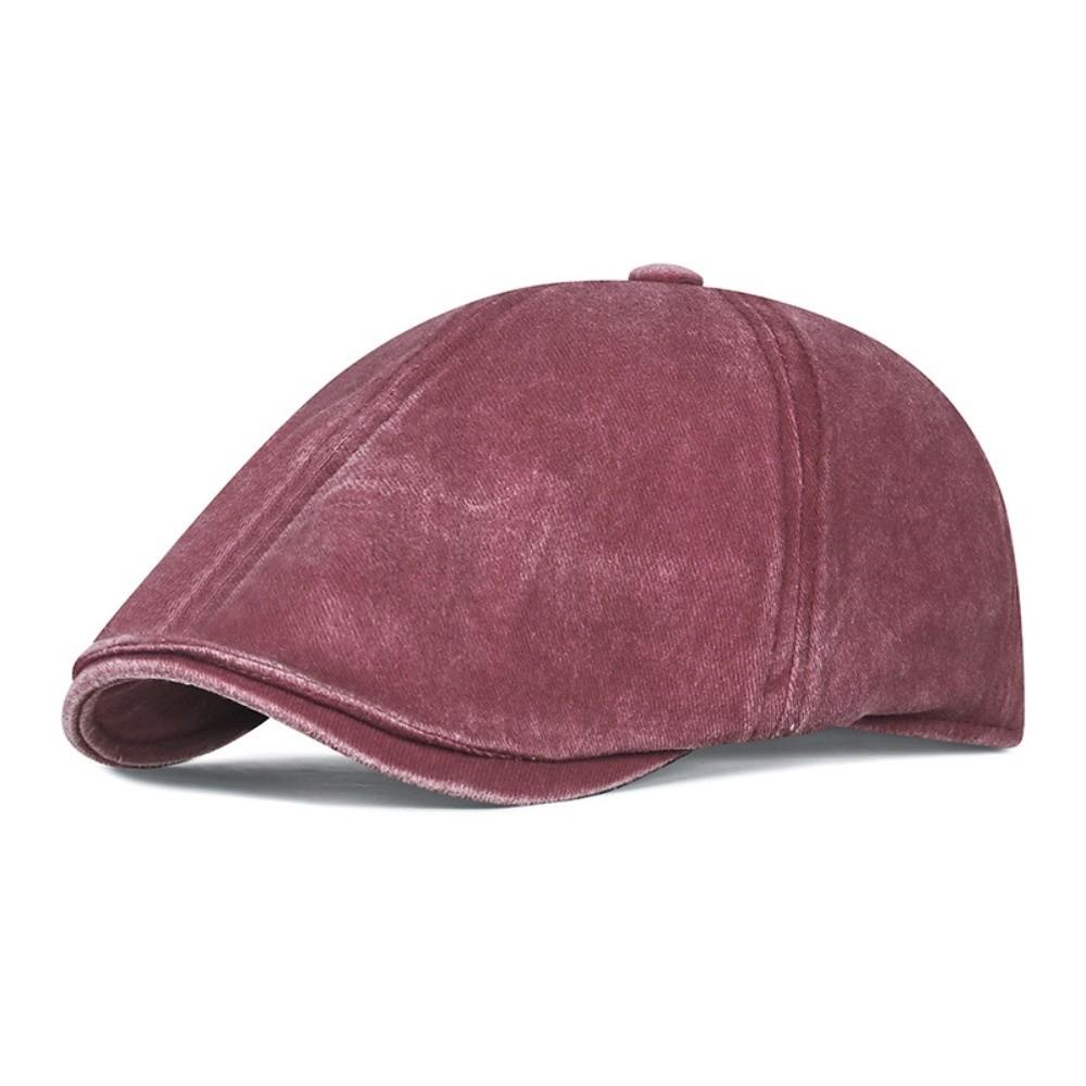 Side Letter Sticker Duckbill Hats Solid Color British Painters Hat Retro Newsboy Cap  for Men Women