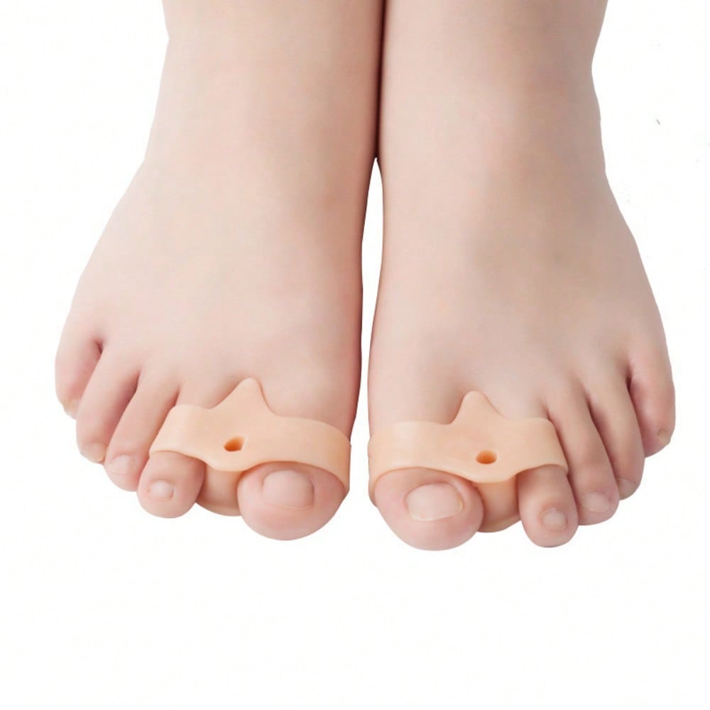 2 Pairs Of Silicone Thumb And Toe Separators, Wear-Resistant Day And Night Use, Toe Stacking Separation Corrector, Comfortable Foot Protection Tool