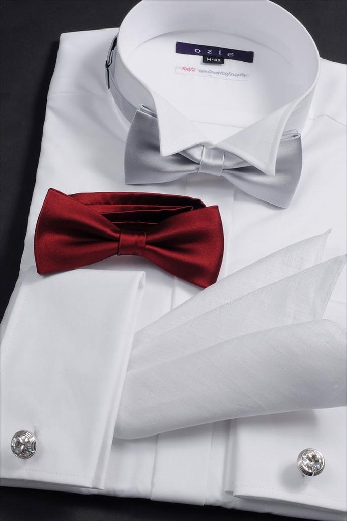 [Ojie] Bow Tie, 100% Silk, Satin, Solid Color, Made in Japan, Formal, Wedding, Reception, After-Party, Party, Casual, Silver