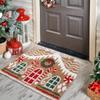 Christmas Gingerbread House Floor Mat Entrance Non Slip Water Absorbent Easy To Clean Festive Atmosphere Decoration Carpet