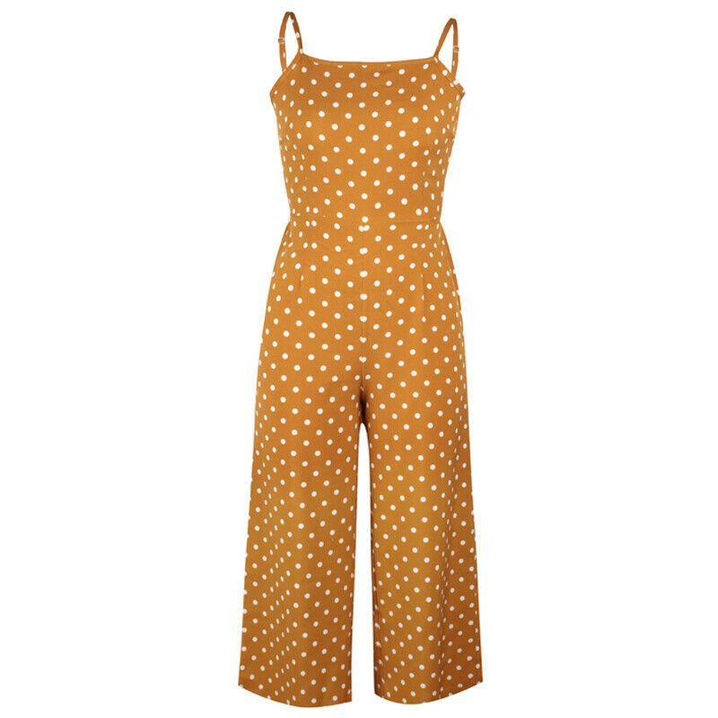 Elegant Womens Polka Dot Jumpsuit With Sleeveless And Wide Leg Pants Backless Design