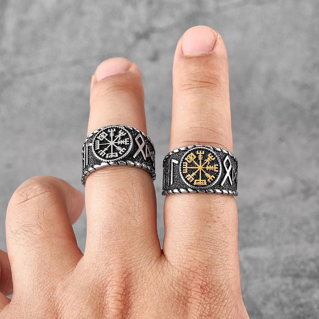 Viking Norse Mythology Odin Stainless Steel Mens Rings Punk Amulet for Male Boyfriend Biker Jewelry Creativity Gift