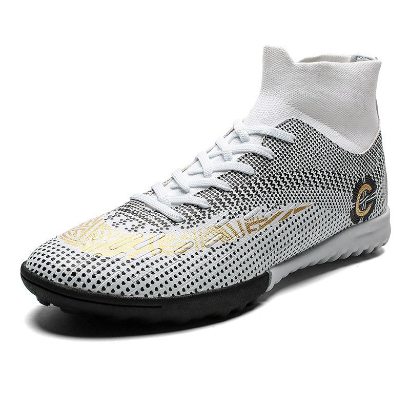 High-top football shoes men's long spike shoes artificial grass broken nails training sports classic Luo football shoes