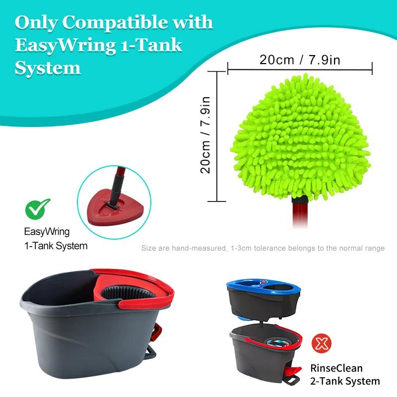 2pcs Chenille Pads for 0-Ceda EasyWrin Dry Wet Mop Refills  Replacement Mop Pads for Floor Cleaning Microfiber Cloth