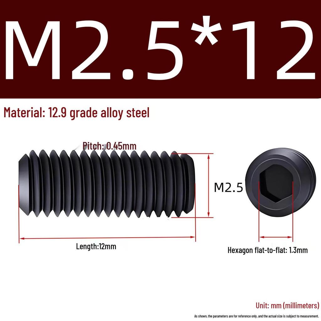 Grade 12.9 Hex Socket Headless Set Screw (M3-M16)