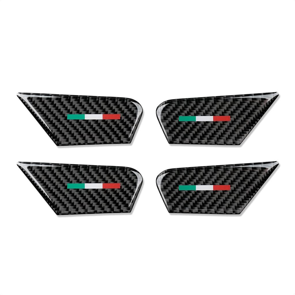 4PCS Car Inner Door Bowl Cover Trim Carbon Fiber Sticker Decal fits for Alfa Romeo Giulia Stelvio Tonale 2016 2017 2018      2024 2025 2026 Interior