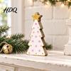 Holiday Party Centerpieces Pink Christmas Tree Wooden Figurine Snowflake Polka Dot Tabletop Decor Romantic Decorations Festive Home Ornament
