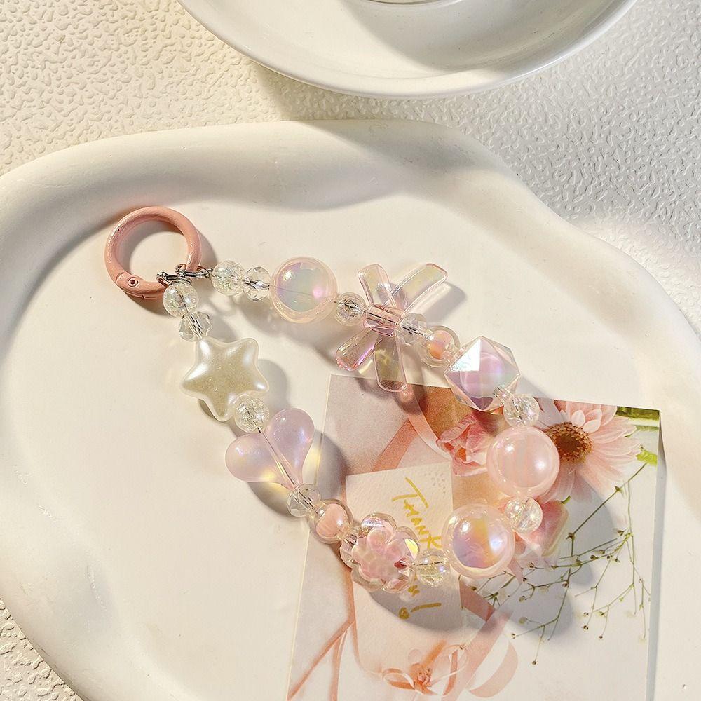 Cartoon Beaded Phone Charm Candy Colored Bag Pendant New Phone Wrist Strap  Phone Accessories