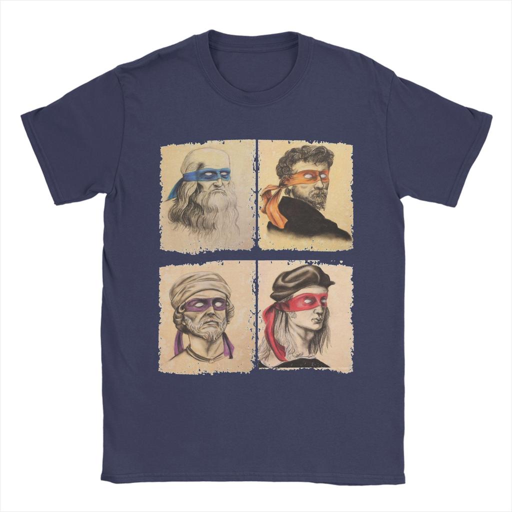Science Turtles T Shirt Men Pure Cotton Fun T-Shirt Round Collar Mutant Ninja Renaissance Tees Short Sleeve Clothing Adult